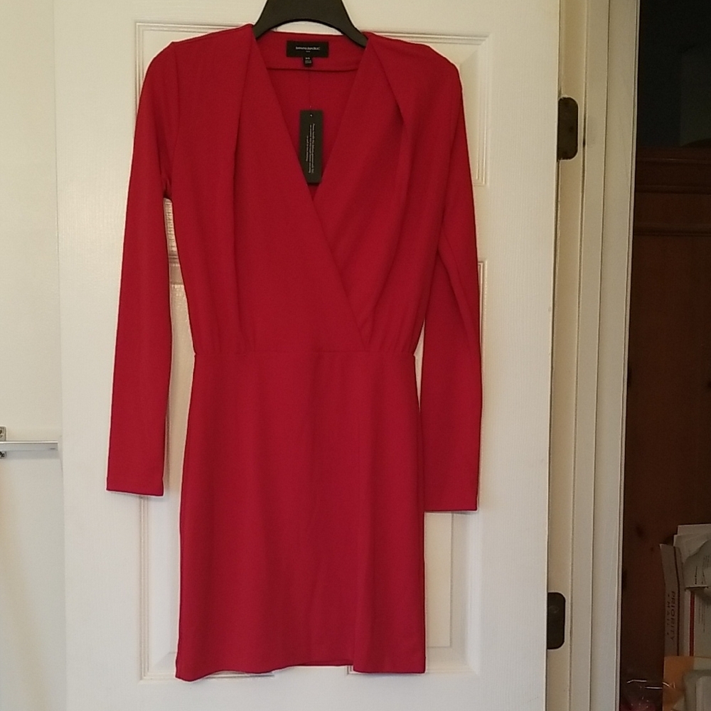 Banana Republic Factory Vibrant Red Long Sleeve Dress